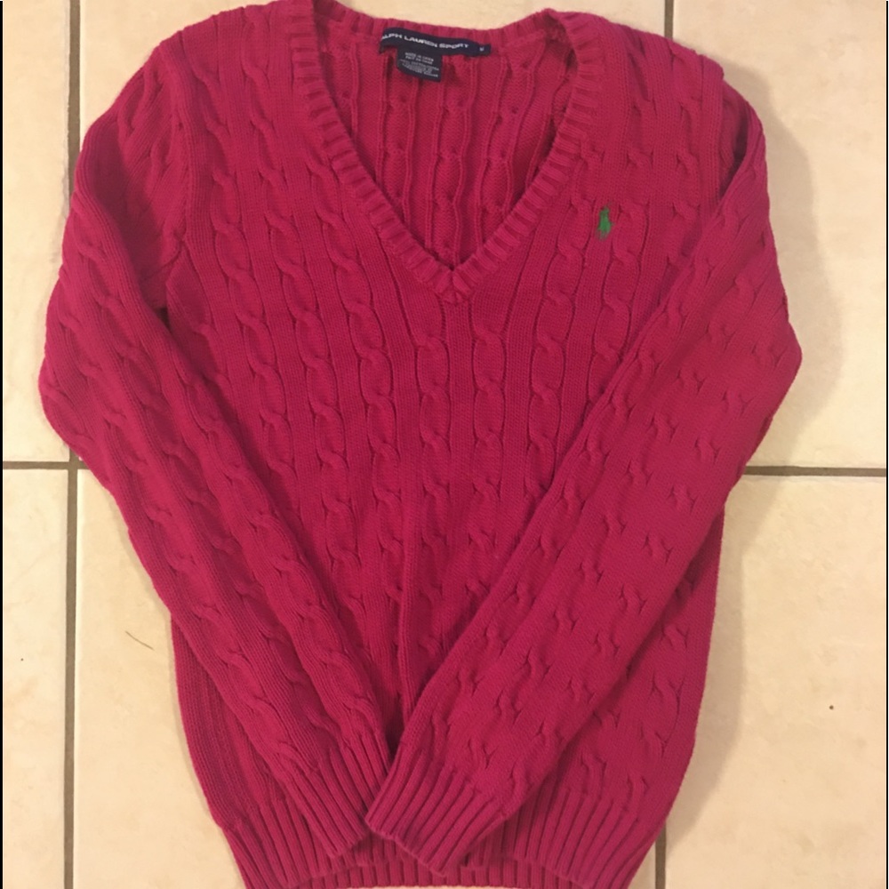 Ralph Lauren V neck Polo Cable Sweater